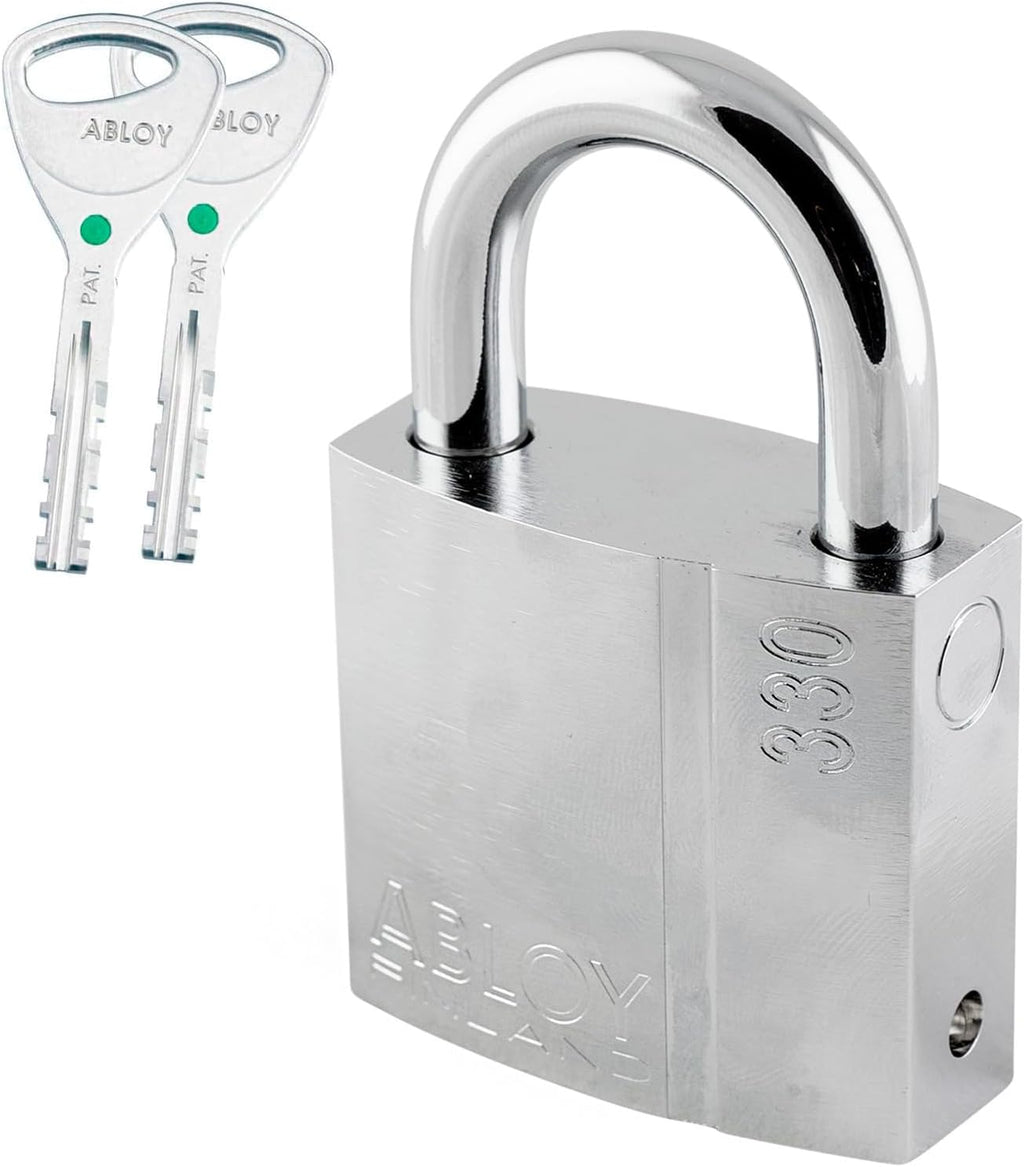 ENFORCER ABLOY 330-25 Heavy-Duty Disc Detainer Padlock - 1' (25mm) Shackle Clearance, 5/16' (8mm) Boron Steel Shackle, 2.24' (57mm) Wide Brass Body - for Trucking, Rail, Containers