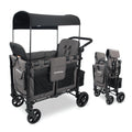 WonderFold W2 Elite Stroller Wagon - Foldable Wagon with Steel Frame - Adjustable Canopy & Push Handle - All-Terrain Wheels - for Babies, Toddlers & Kids - 2 Seater - Gray