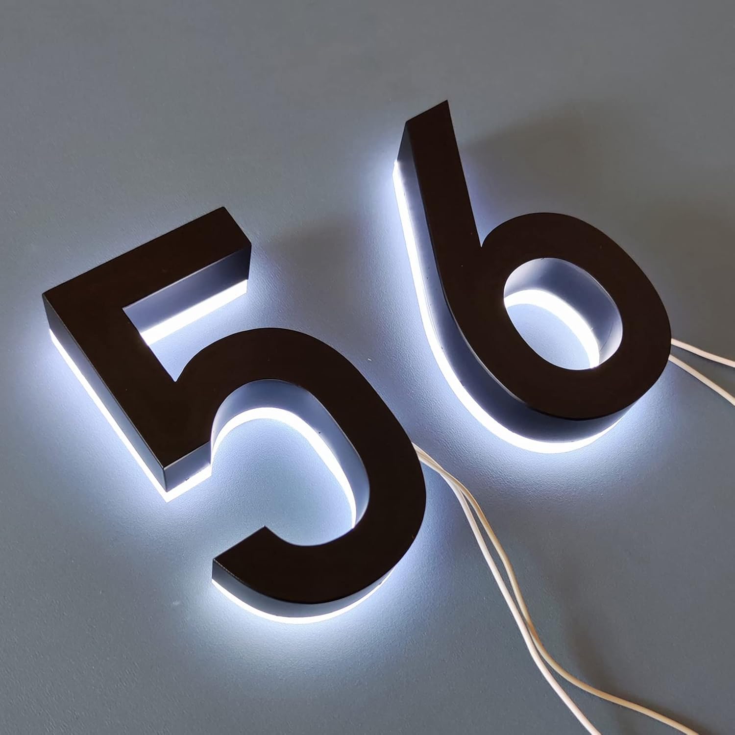 House Numbers, Stainless Steel, Up-Scale Quality, Backlit LED Illuminated Home Address Number, Lighted House Numbers, Modern Address Numbers, Black, White Light,18 Inch,1