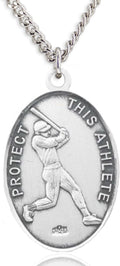 Heartland Men's Sterling Silver Saint Christopher Baseball Medal – Made in USA, Custom Chain Options, Ideal Present for Athletes, Baseball Players, and Sports Enthusiasts