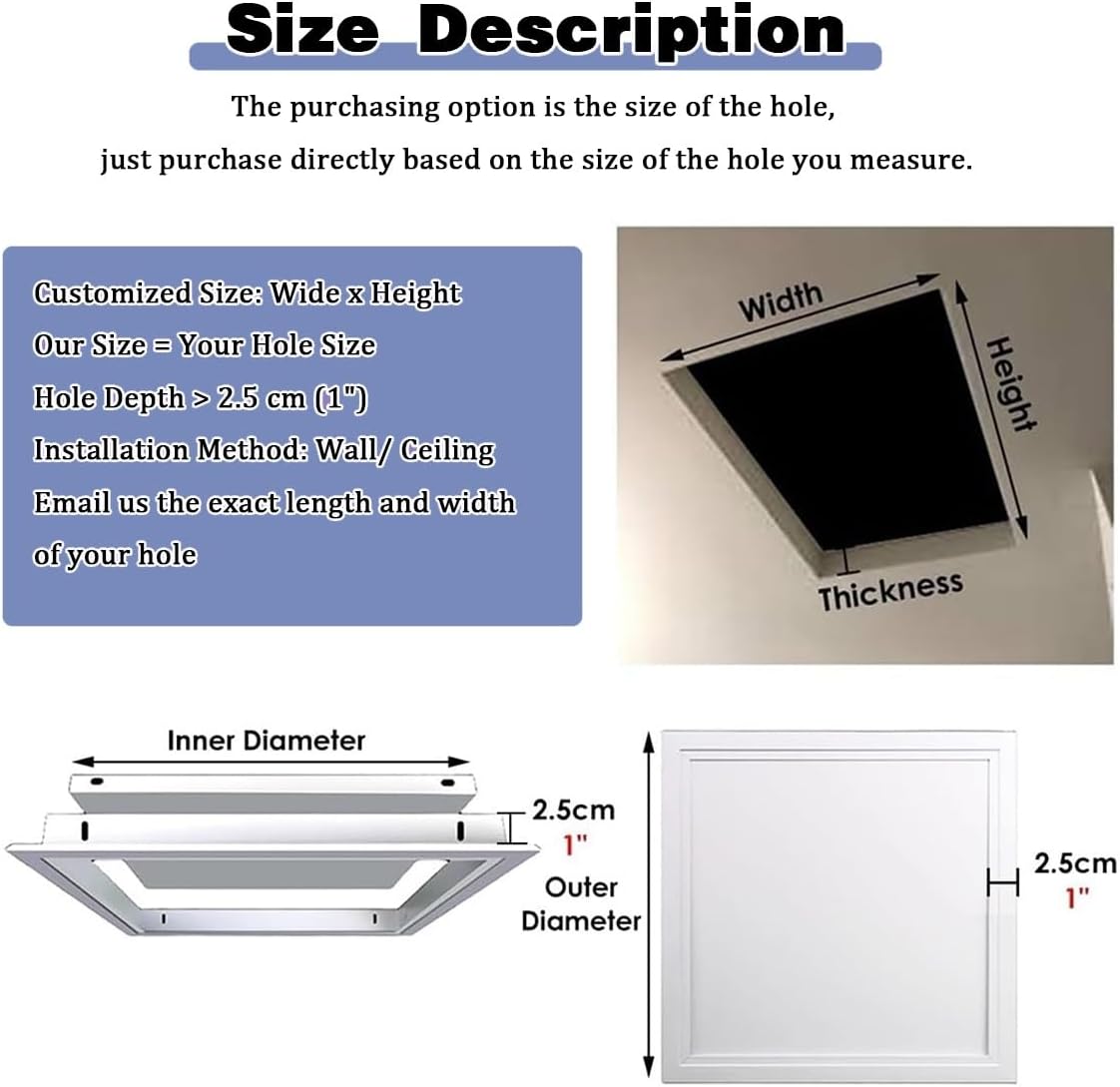 Access Cover Panel, Thicken 1mm Aluminum Alloy Access Doors for Drywall and Ceiling with Screwdriver Latch, Wall Hole Cover Decorative Hidden, White(20x32in(500x800mm))