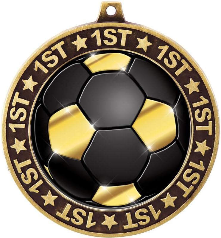 Crown Awards 2.75' 1st Place Soccer Shadow Medal Award, Gold Trophy Medal Prime