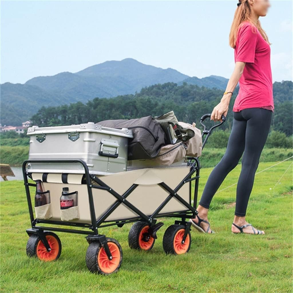 Folding Wagon Cart Beach Wagon Grocery Wagon Outdoor Utility Wagon 8' Wheel Portable Collapsible Camping Cart Garden Shop Sport Beach Hand Trolley Bearing 150 Kg Garden Wagon Utility Wagon Grocery Car
