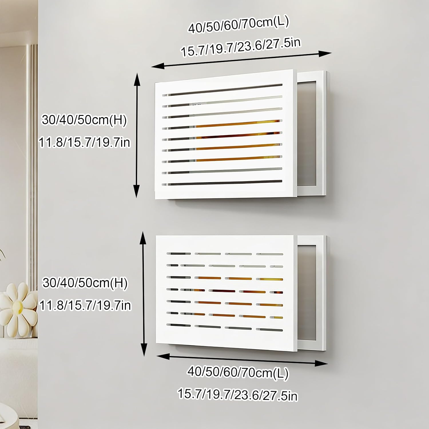 Breaker Box Cover Decorative, Hide Meter Electrical Panel Cover with Heat Dissipation Holes, Flip-Top Design, Wall Mounted Easy to Install(Brown 1,60 * 50cm/23.6 * 19.7in)
