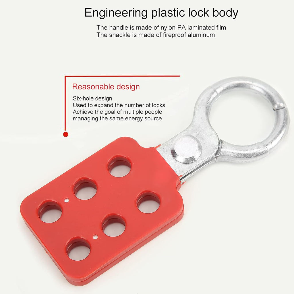 Lockout Tagout Safety Hasp, 20Pcs 1.0in Sturdy Nylon PA and Aluminum Padlock with Extended Jaw, 6 Holes Red Loto for Industry Electric Power Coal Mine