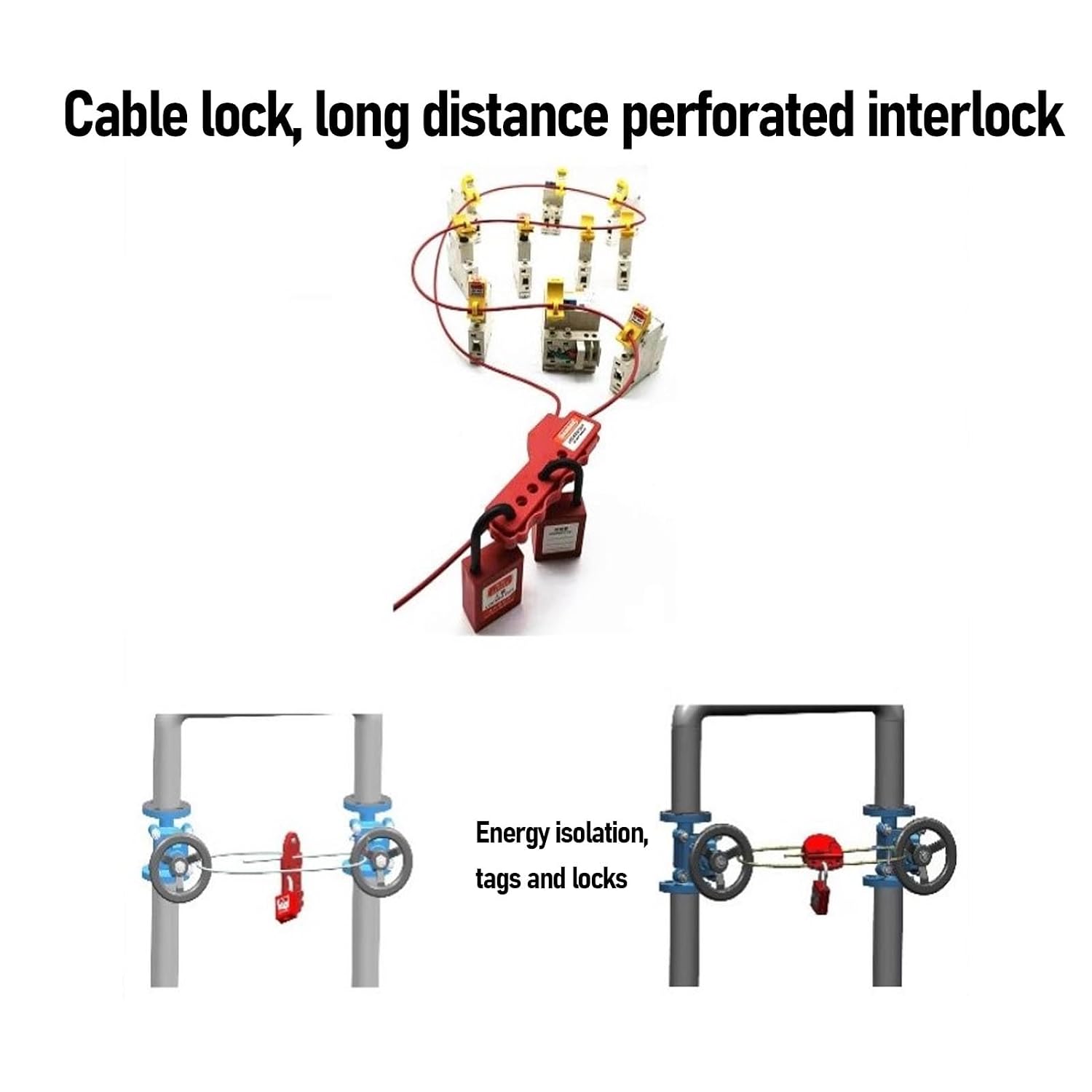 Lockout Tagout Kit, 48pcs Lock Out Tag Out Kit with Storage Box, Group Lockout Hasps, Universal Multi Pole Clamp On Circuit Breaker Lock Loto Padlock Safety Padlock Set