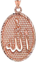 Certified 10k Gold Sparkle-Cut 'Allah' Oval Medal Pendant