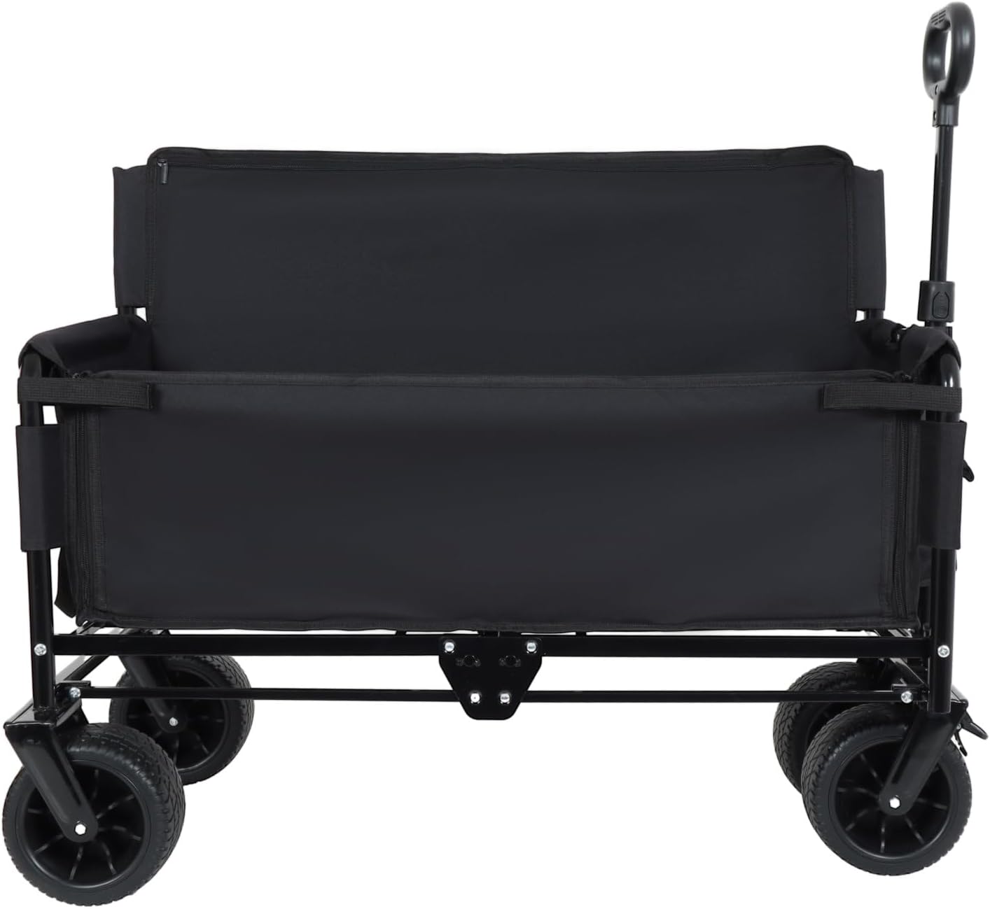 3-in-1 Convertible Folding Wagon Cart with Bench Seat & Storage 500lbs Heavy-Duty Utility Wagon, 180L Capacity All-Terrain Wheels for Camping, Beach, Sports, Garden, Black Multi-Functional Outdoor