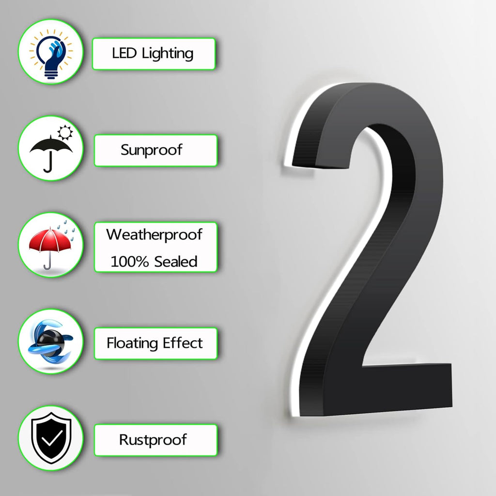 Backlit LED House Number Plaques With Light, 18 Inch Garden Numbers Lighted Address Sign Plate LED Illuminated Address Number Plaques For Outdoor,V