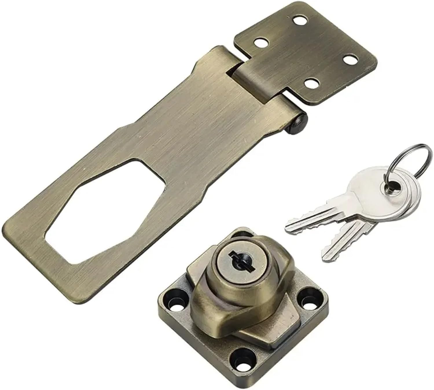 keyed hasp lock, Keyed Hasp Locks Pack of 2 Zinc Alloy Multicolor .5-4 Inch(4 Inchbronze)