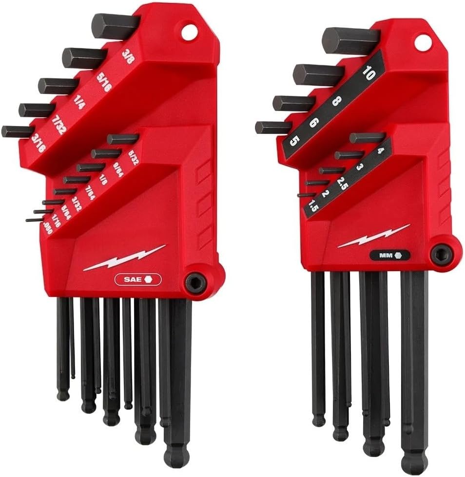 48-22-2187 Hex Key for Milwaukee 22-Key Ball End L-Key Set Red/Black - SAE/Metric