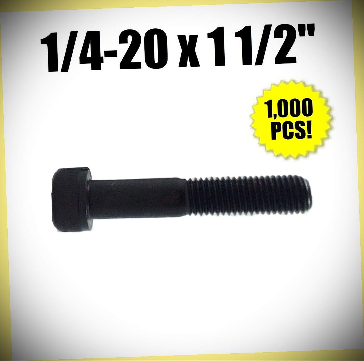 Package of 1,000 (pcs) 1/4-20 x 1 1/2' Socket Head Allen Cap Screw 12.9 Black Oxide Bulk Set #RD-4059FST Warranity by Pr-Mch