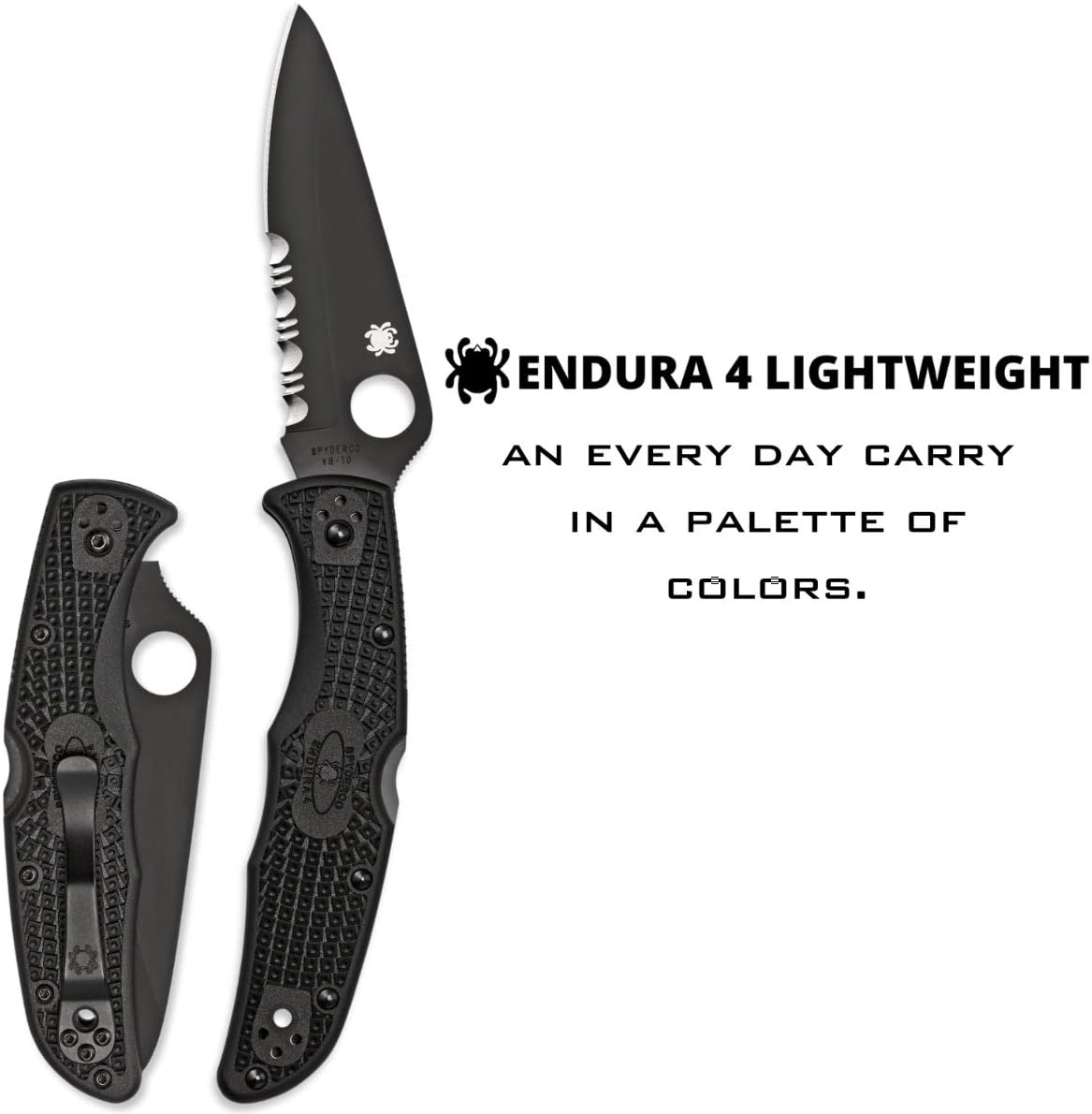Spyderco Endura 4 Lightweight Folding Pocket Knife with 3.8' VG-10 Steel Blade and FRN Handle - EDC Knife for Men and Women, Perfect for Hunting, Tactical, Camping - CombinationEdge - C10PSBBK