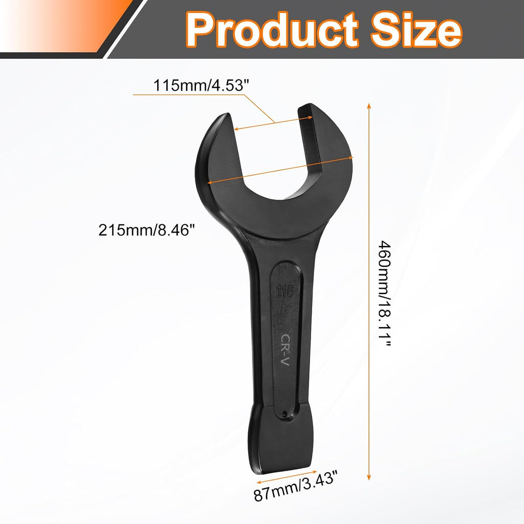 HARFINGTON Open End Striking Wrench 115mm Metric CR-V Steel Single Open Spanner Baking Paint U Shape Head Wrench Hand Tool for Mechanical Automotive Repair