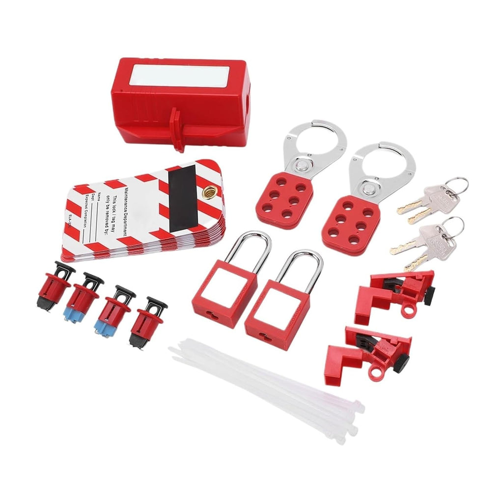 Electrical Circuit Breaker Lockout Tagout Kit Safty Padlock Loto Tags Hasps Set for Industrial Lock Out Station