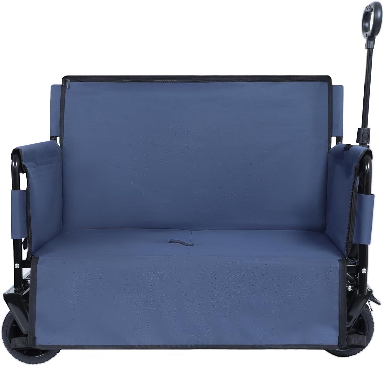 3-in-1 Convertible Folding Wagon Cart with Bench Seat & Storage 500lbs Heavy-Duty Utility Wagon, 180L Capacity All-Terrain Wheels for Camping, Beach, Sports, Garden, Dark Blue Multi-Functional