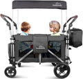 Stroller Wagon for 2 Kids, Wagon Cart Featuring 2 High Seat with 5-Point Harnesses and Adjustable Canopy, Foldable Push-Pull Rod for Garden, Camping, Grocery Cart