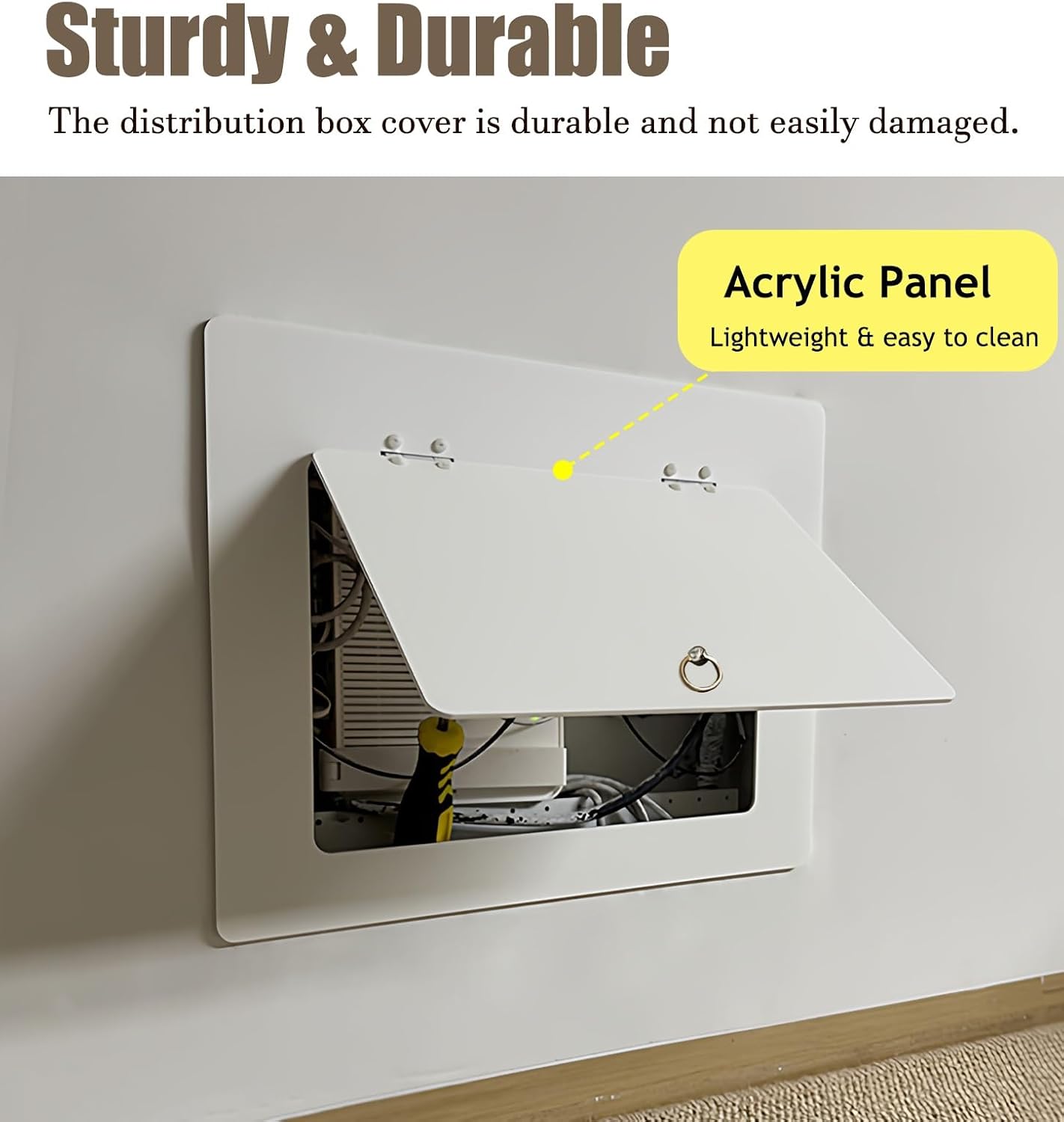Electrical Panel Cover Self-Adhesive Acrylic Breaker Box Cover, Electrical Panel Cover with Pull Ring Handle, Wall-Mounted Circuit Breaker Panel for Home/Office(Gray,35 x 25cm-13.8 x 9.8)