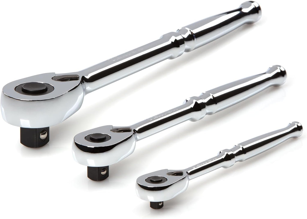 TEKTON 1/4, 3/8, 1/2 Inch Drive Quick-Release Ratchet Set (3-Piece) | SRH91100