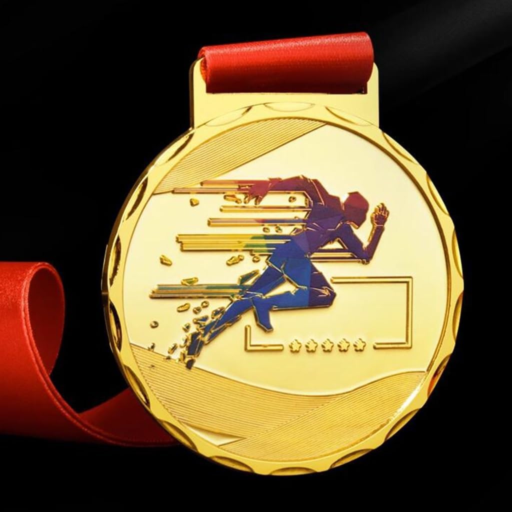 10-100 Pieces Running Medals Track and Field Games Competition Gold Medal Champion Honor Round Metal Commemorative Plaque Cross Country Runner Medal(50 Pieces)