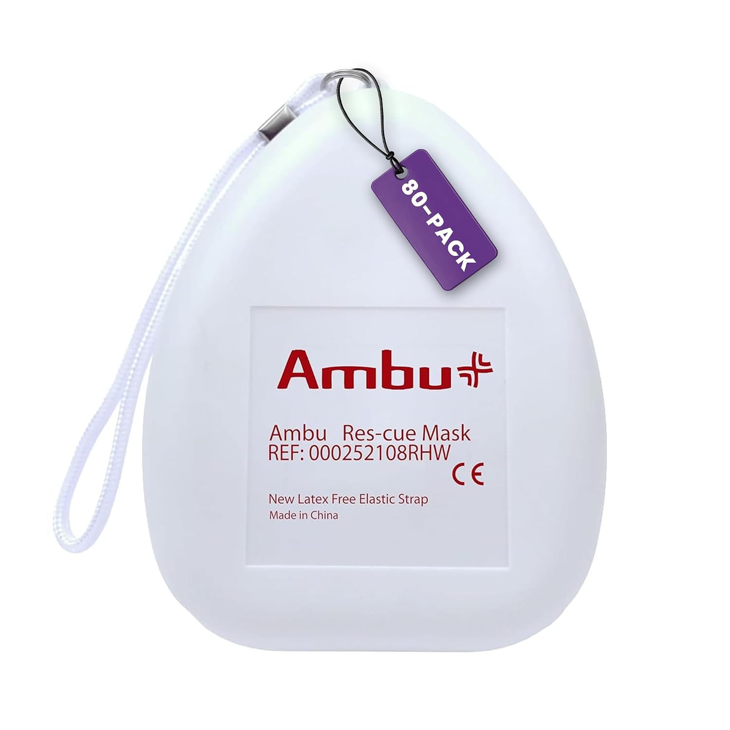 Kemp USA Ambu CPR Mask Kit 80 Set Adult & Child Silicone Resuscitation Mask Hard Case O2 Inlet Pocket Resuscitator Gloves Wipes First Aid Emergency Medical Supply Equipment