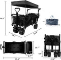 All Terrain Collapsible Wagon Cart with Big Wheels, 350 Pound Capacity Heavy Duty Enlarged Utility Folding Beach Garden Wagon Cart with Brake & Cooler Bag for Outdoor Camping Shopping