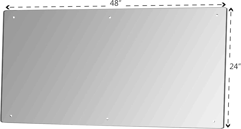 Acrylic Mirror Sheet 24' x 48' with Hardware Lucite Rectangular Decorative Tile Glass Replacement Reflective Plate with Holes for Gyms Yoga Dance Studios and Shoe Stores by Marketing Holders