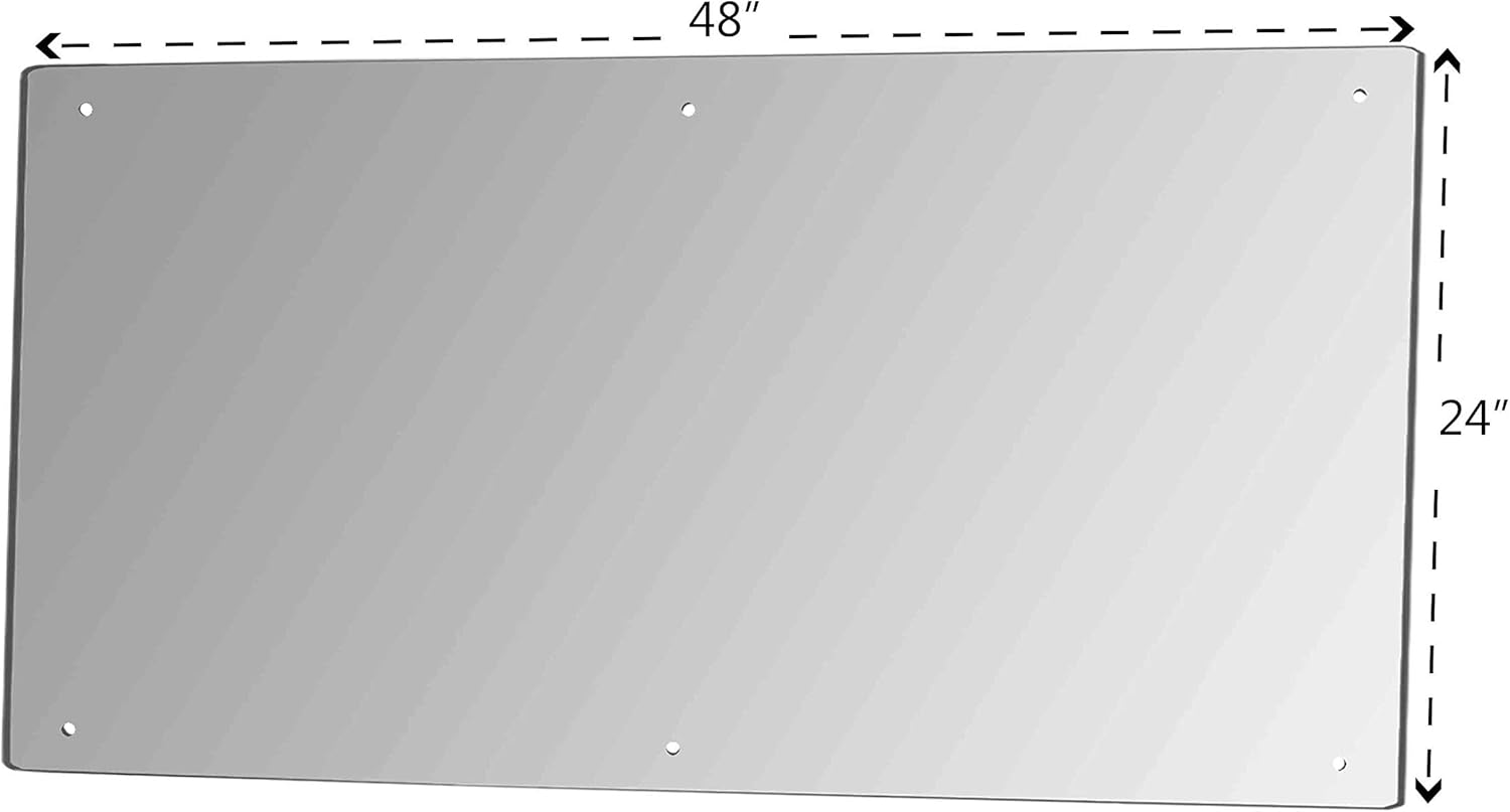 Acrylic Mirror Sheet 24' x 48' with Hardware Lucite Rectangular Decorative Tile Glass Replacement Reflective Plate with Holes for Gyms Yoga Dance Studios and Shoe Stores by Marketing Holders