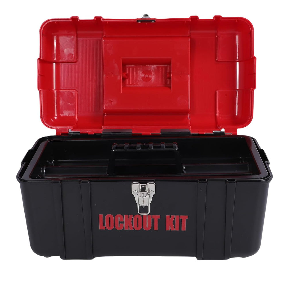 Lockout Tagout Kit Electrical Loto, Universal Safety Padlocks Set with Tags, Tool Box, Plug Lockout, Multi Pole Clamp On Circuit Breaker Group Lockouts Hasps for Industry