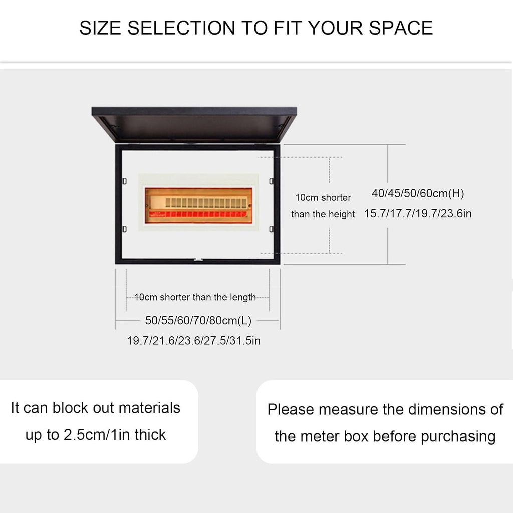 Decorative Painting Cover with Clock, Hidden Circuit Breaker Panel, Wall Mounted Electrical Panel Cover, Push-Pull Design for Home Office(Black 7,55 * 45cm/21.6 * 17.7in)