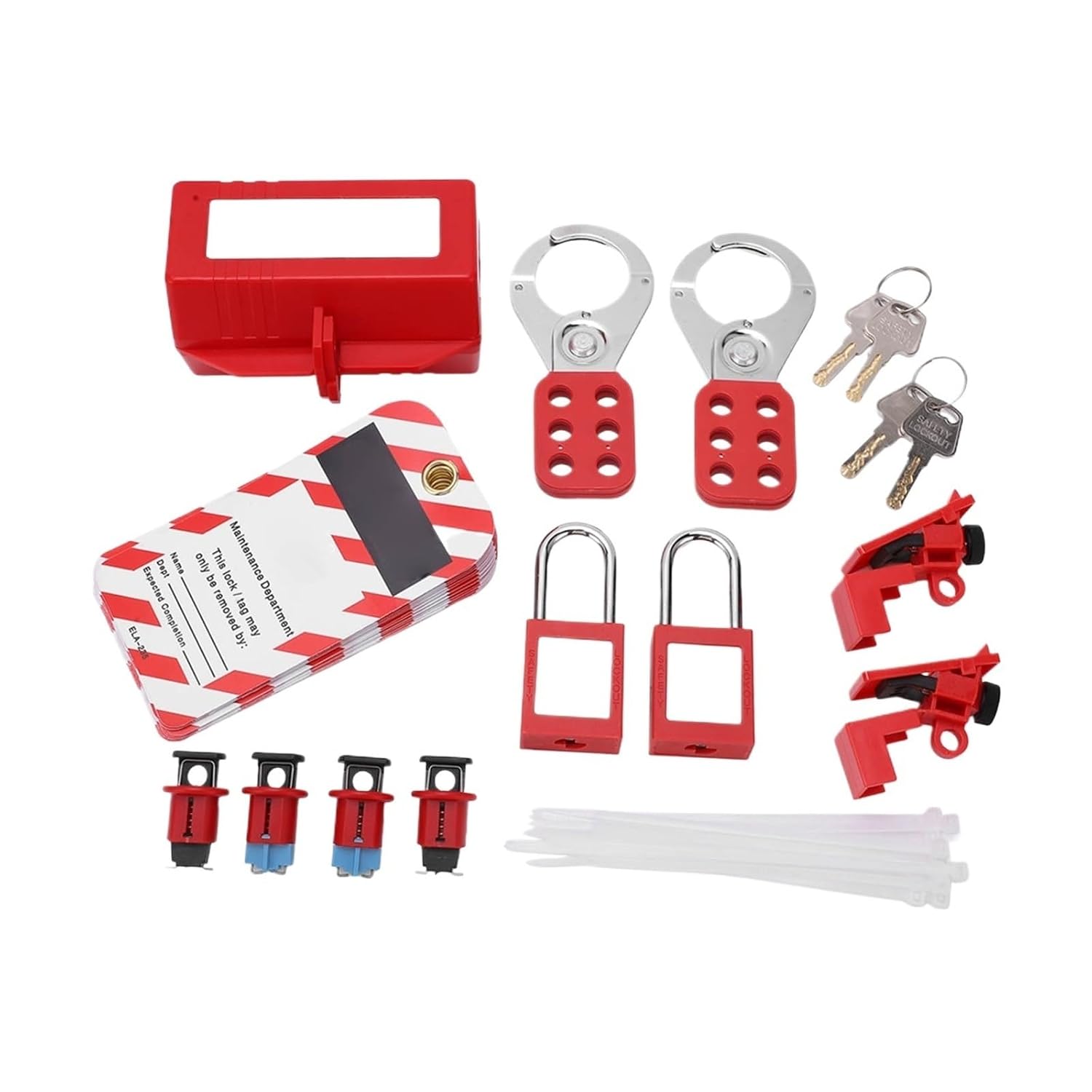 Electrical Circuit Breaker Lockout Tagout Kit Safty Padlock Loto Tags Hasps Set for Industrial Lock Out Station