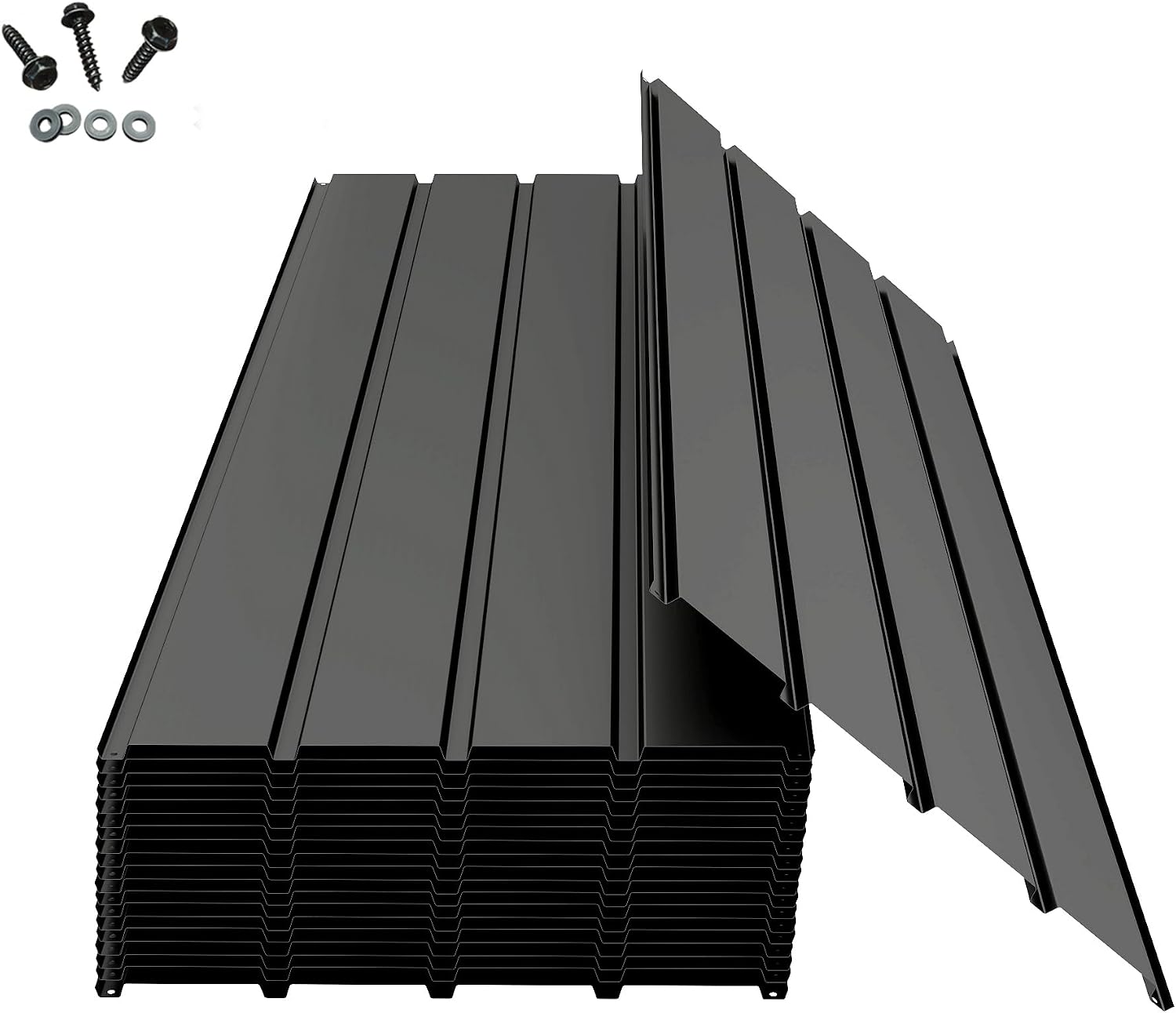 Domi Metal Roofing Panels 20 PCS, Galvanized Steel Corrugated Roof Panels Waterproof Heavy Duty Metal Siding Panels with Screws for Pergola Gazebo Garage Sheds Mobile Home (Grey)