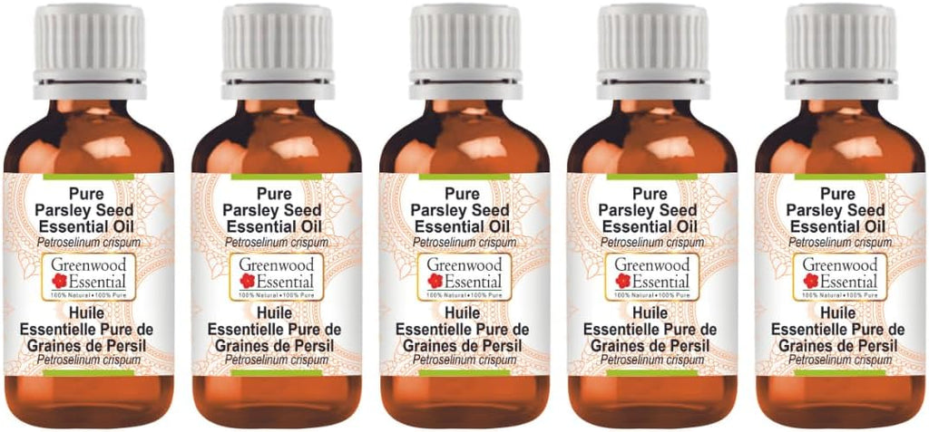 Greenwood Essential Pure Parsley Seed Essential Oil (Petroselinum crispum) Steam Distilled (Pack of Five) 100ml X 5(16.9 oz)