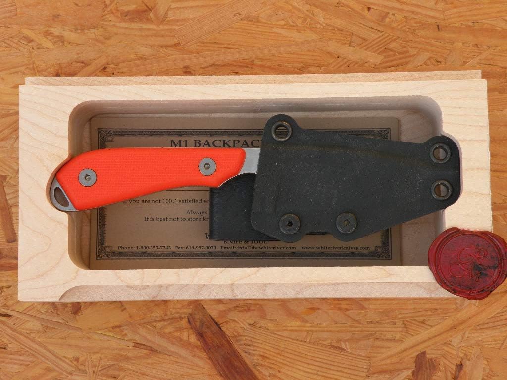 White River Model 1 Pro Fixed Blade Knife, Orange Textured G10 Handle