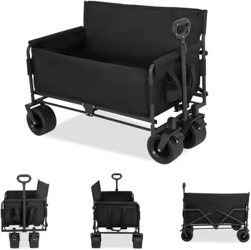 Foldable Wagon Converts to Bench Seat & Utility Cart, 265lbs 120L Storage for Camping, Beach, Picnics Durable Outdoor Gear for Families & Campers