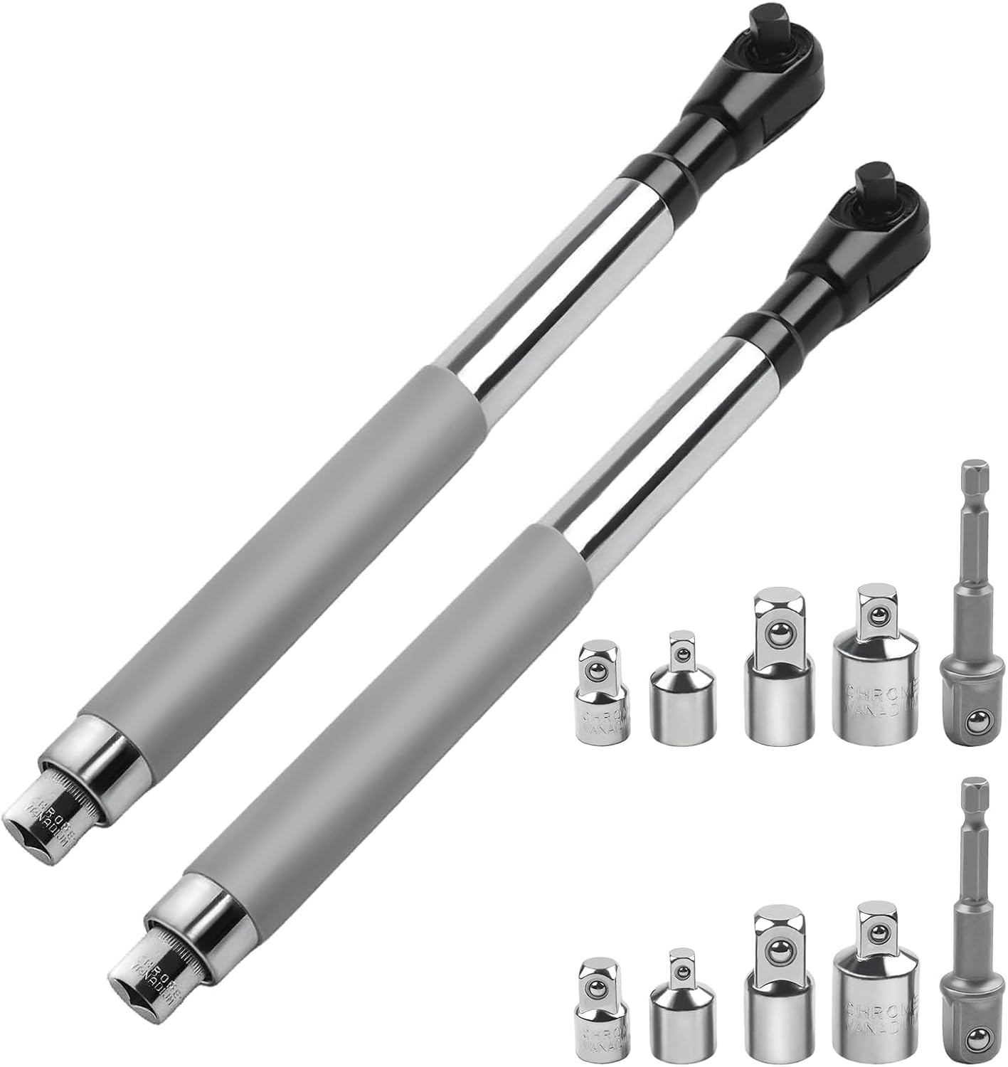 Offset Extension Wrench, 1/2-Inch Electric Drill Adapter, 4 Conversion Adapters, Tight Space Slim Neck Wrench Extender Tool, High Torque Socket Extender, Plumbing Repair Tool