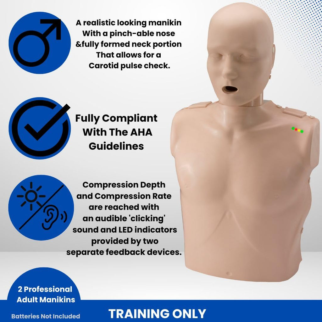 PRESTAN CPR Manikin and One Infant CPR Manikin Training Kit w/AED Trainers and Accessories, Medium Tone, MCR Medical