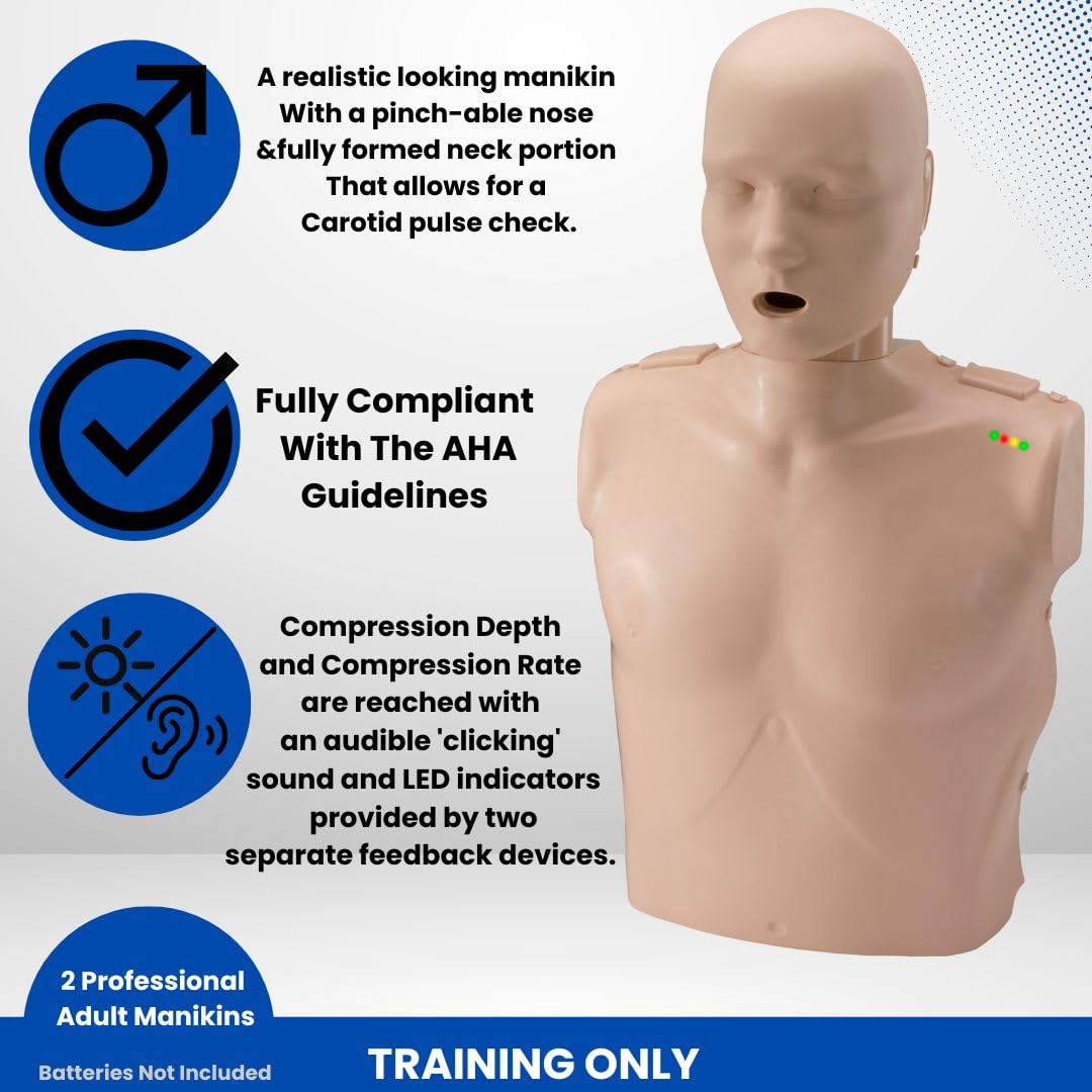 PRESTAN CPR Manikin and One Infant CPR Manikin Training Kit w/AED Trainers and Accessories, Medium Tone, MCR Medical