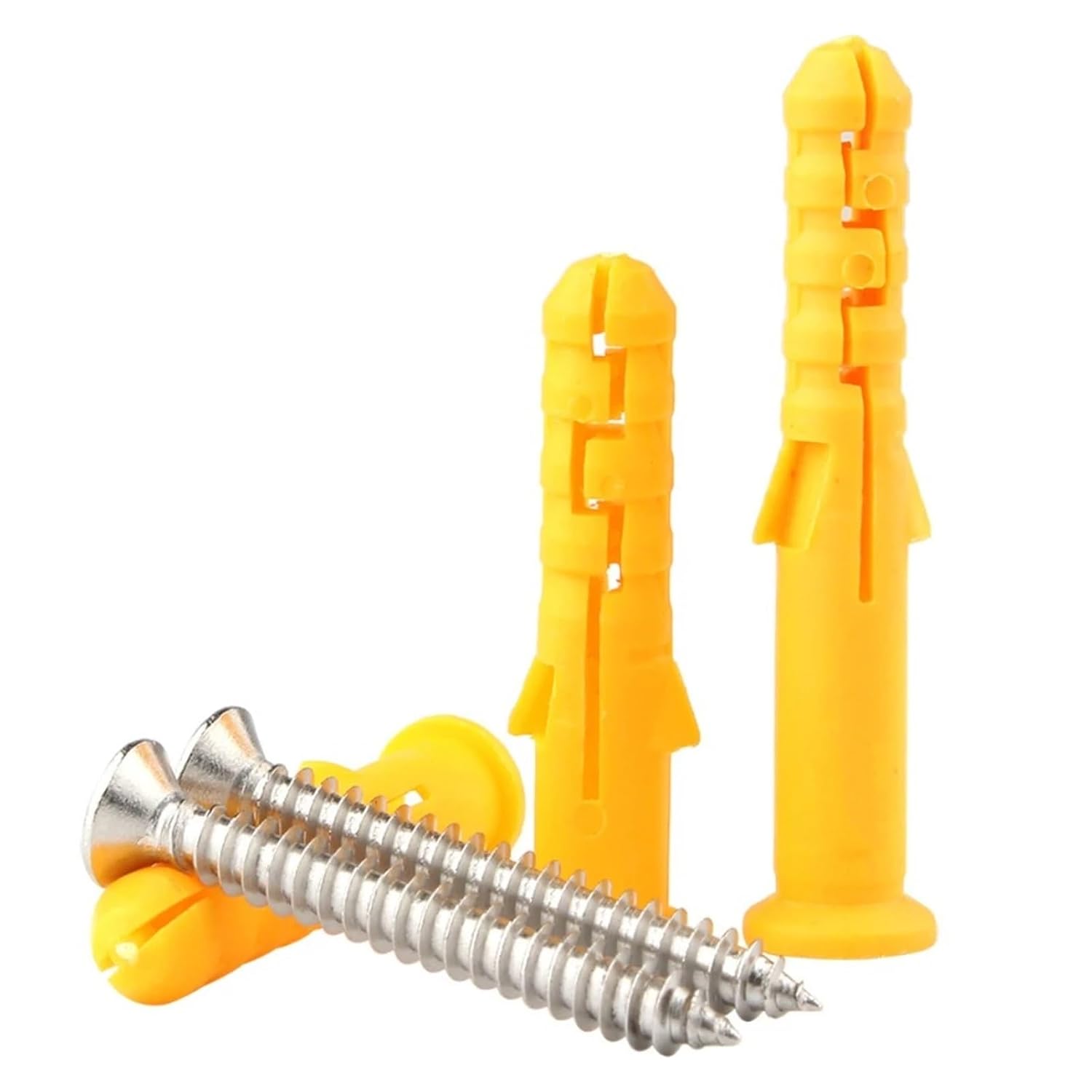Plastic Expansion Tube Bolts M6x30/M8x40 Wall Screws Anchor Plugs with Self-Tapping Ribbed Plastic Expansion Screw Small Yellow(M8x40)