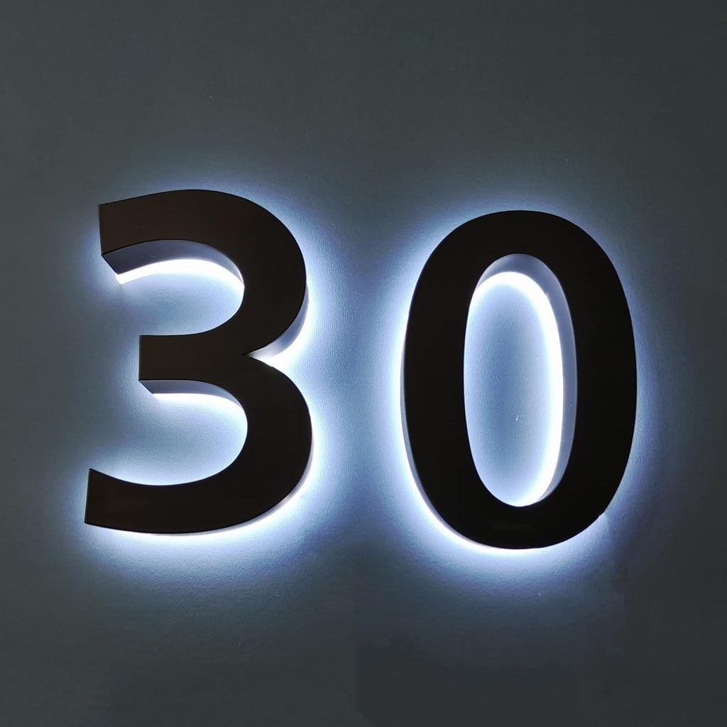 Address Numbers LED, Backlit Illuminated LED House Numbers, Black,Steel Lighted Up LED House Numbers For Outdoor, Illuminated Address Signs, White Light,16 Inch,0