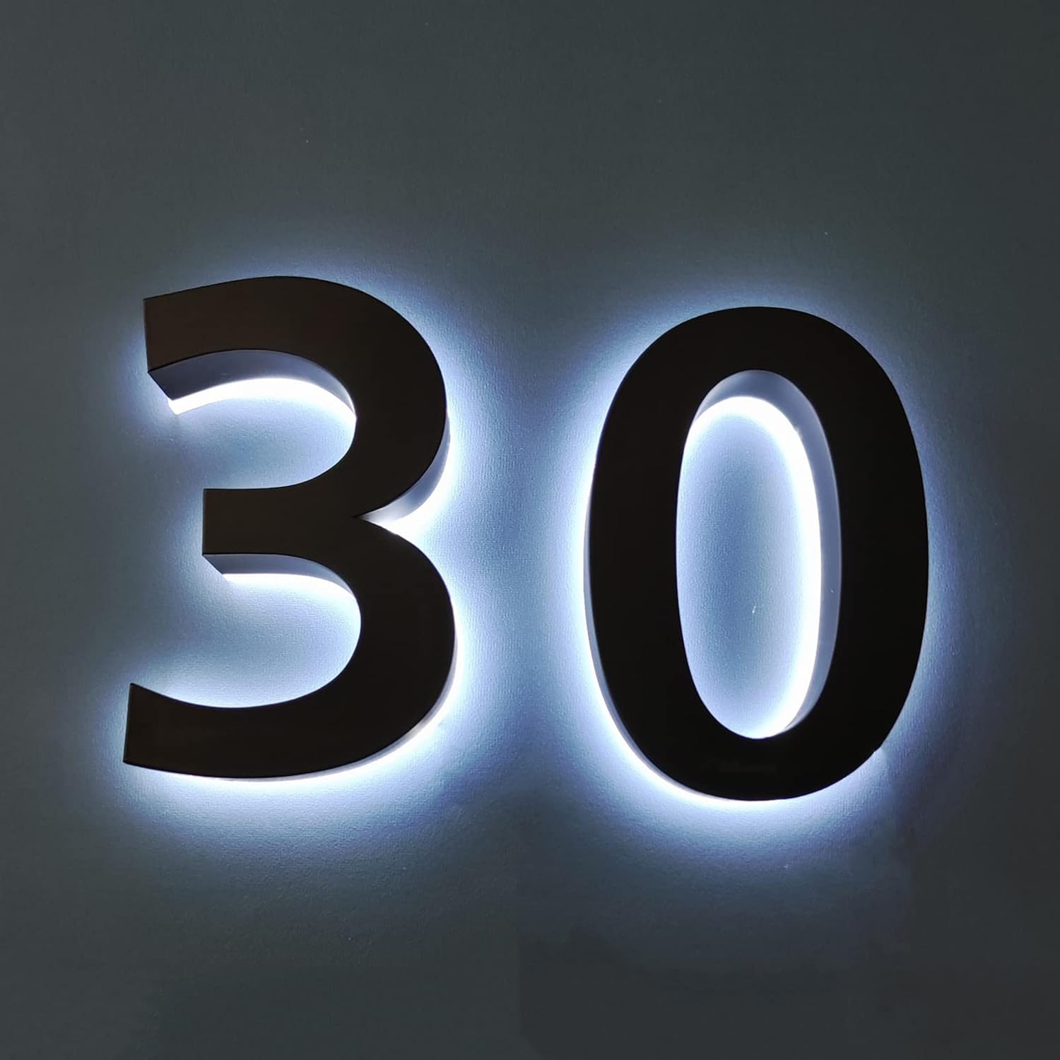 Address Numbers LED, Backlit Illuminated LED House Numbers, Black,Steel Lighted Up LED House Numbers For Outdoor, Illuminated Address Signs, White Light,18 Inch,0