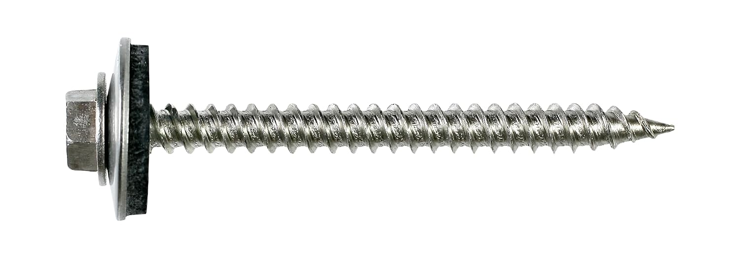 Simpson Strong-Tie T09150HWAM Metal-Panel Screw with EPDM Washer — #9 x 1-1/2 in. Hex Head, Type 316 (1000-Qty)