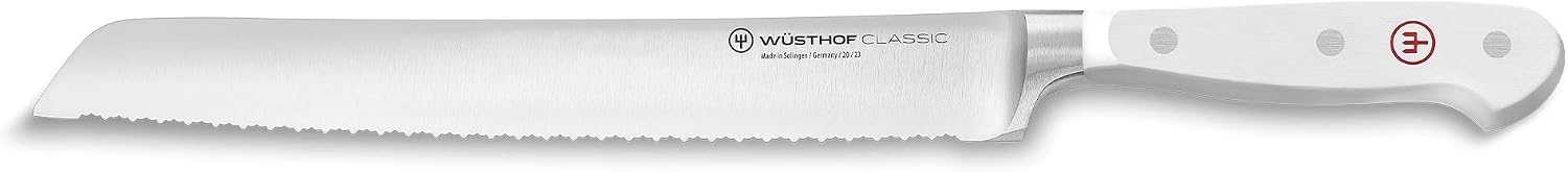 Wusthof Classic White 9 Inch Bread Knife (1040201123), Double Serrated Edge, Precision Forged High-Carbon Stainless Steel Blade
