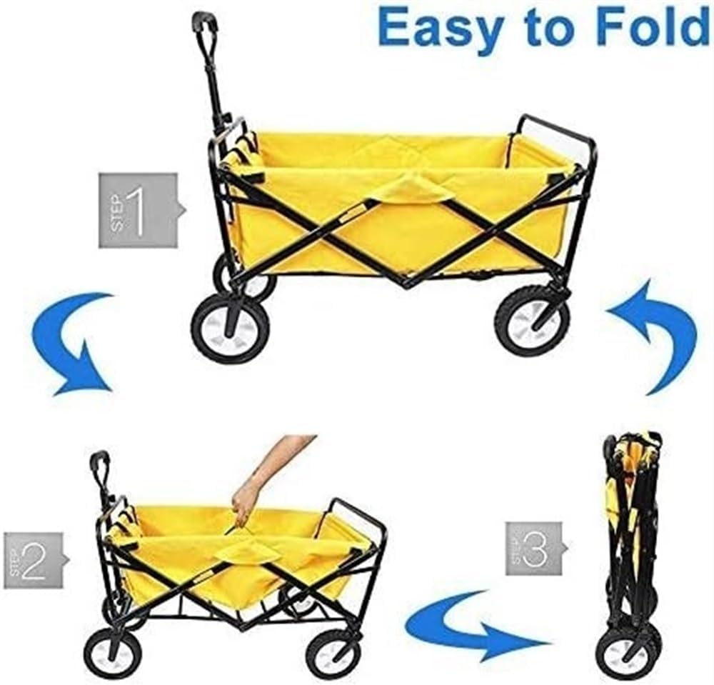 Camping Trolley Beach Trolley Collapsible Folding Wagon Utility Wagon Cart Outdoor Garden Camping Wagon Sports Wagon Heavy Duty Waterproof Festival Trolley Folding Trolley