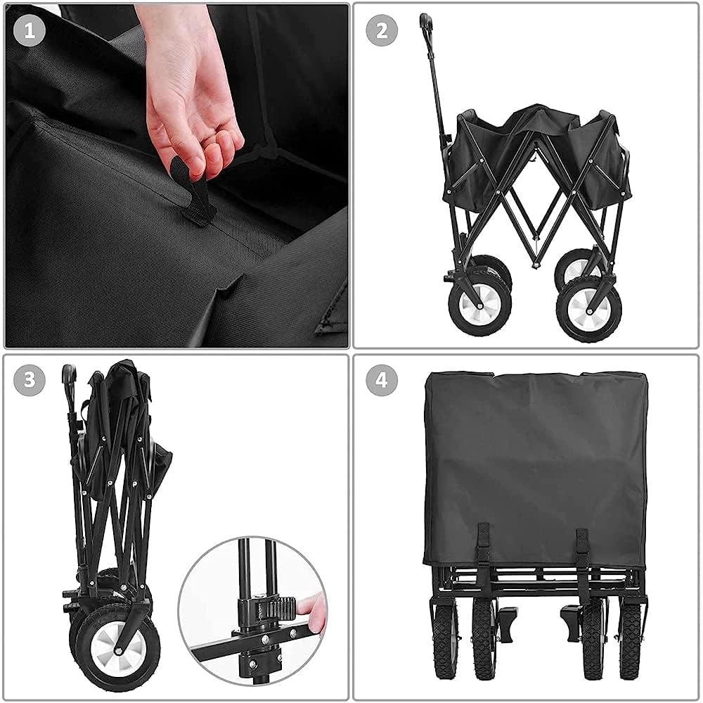 Trolleys, Folding Carry Cart, Folding Wagon Trolley, Camping Cart, Rolling Buggies, Outdoor Garden Sport Carry Wagon - for Camping Garden Beach All Terrain/Blue
