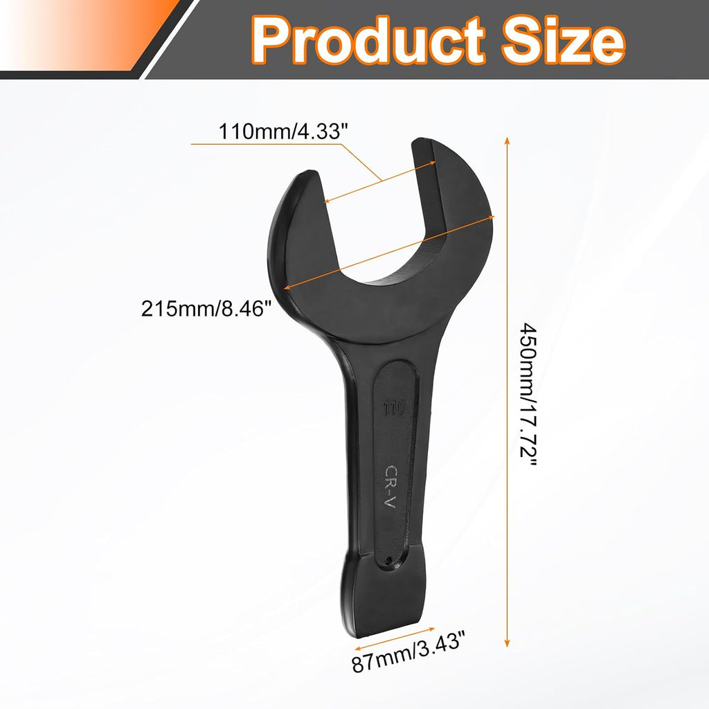 HARFINGTON Open End Striking Wrench 110mm Metric CR-V Steel Single Open Spanner Baking Paint U Shape Head Wrench Hand Tool for Mechanical Automotive Repair