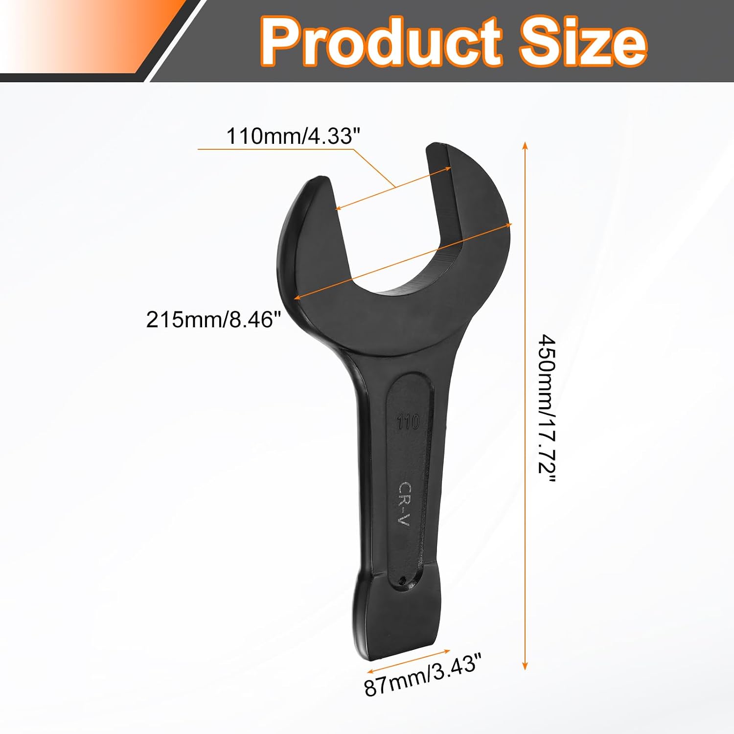 HARFINGTON Open End Striking Wrench 110mm Metric CR-V Steel Single Open Spanner Baking Paint U Shape Head Wrench Hand Tool for Mechanical Automotive Repair
