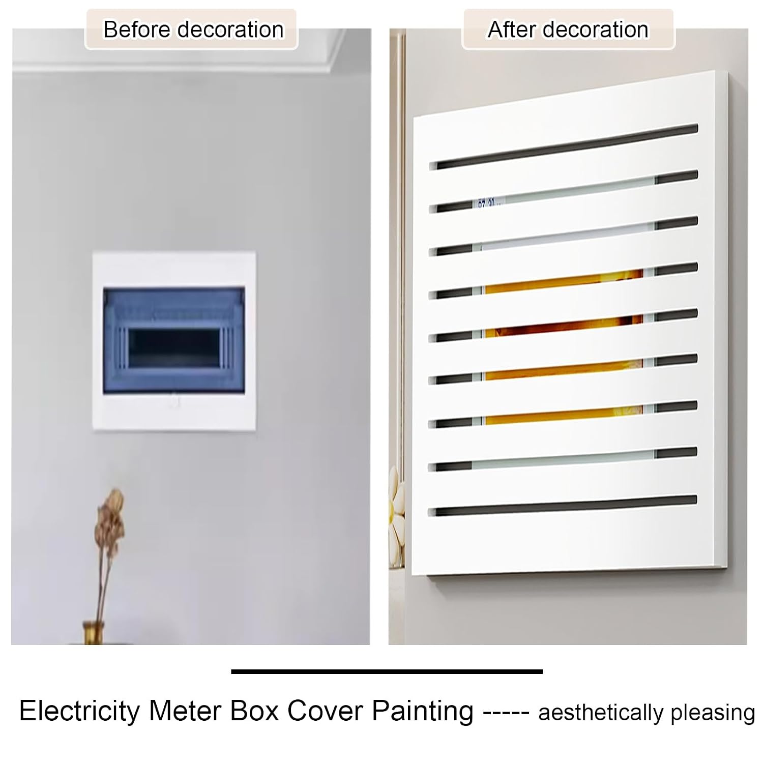 Breaker Box Cover Decorative, Hide Meter Electrical Panel Cover with Heat Dissipation Holes, Flip-Top Design, Wall Mounted Easy to Install(Brown 1,60 * 50cm/23.6 * 19.7in)
