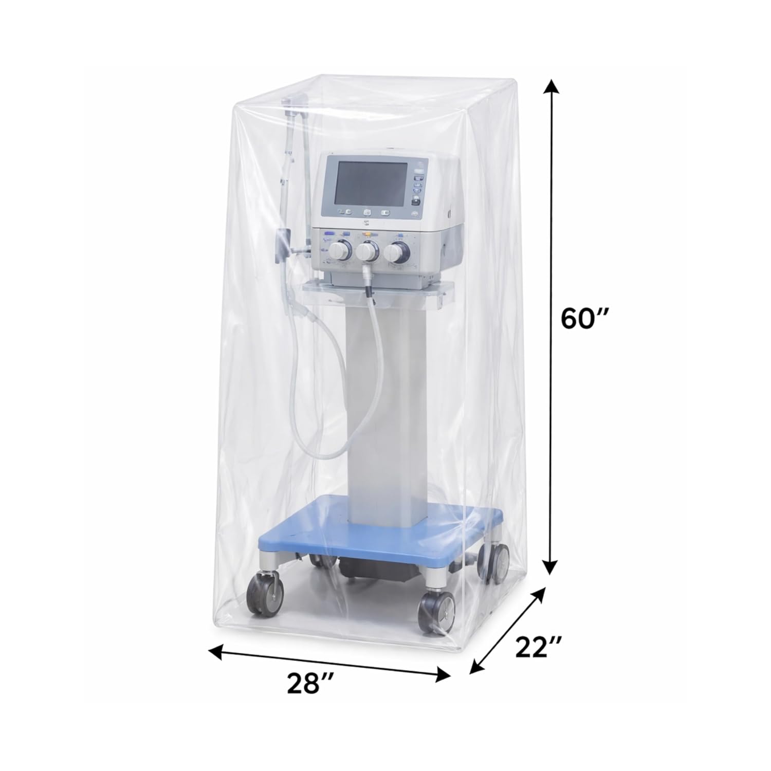 MABIS Disposable Medical Equipment Covers on Roll, Protective Dust and Moisture Barrier for Medical Devices, 28 x 22 x 60 Inch Clear Plastic, 55 Covers per Roll