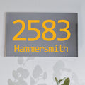 House Numbers, Steel LED House Signs, Rectangle Grey With White Acrylic, Lighted Up Home Address Sign Plaque,30*20cm.